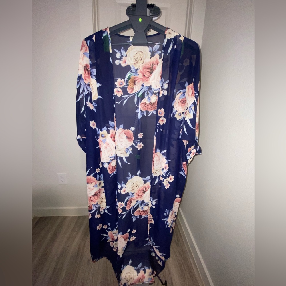 Blue Floral Duster
